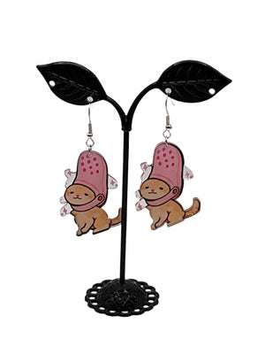 Pendientes gato con charm zapato