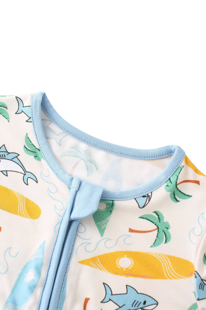 PoshTOT Beach Surfing Bamboo Baby Convertible Zippy Romper