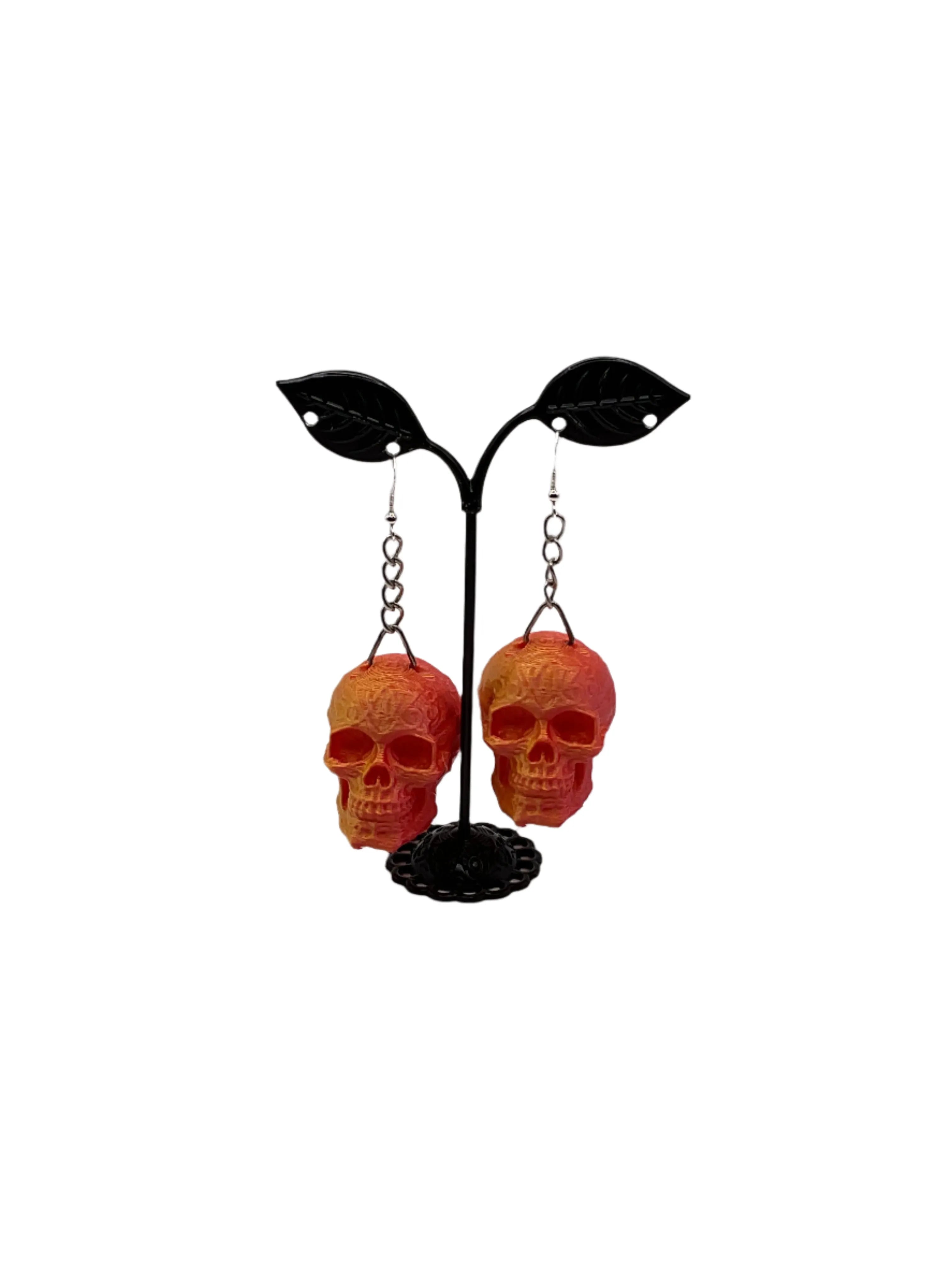 Orange Skull Earrings