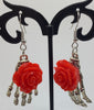 Skeleton Hand with Flower Earrings