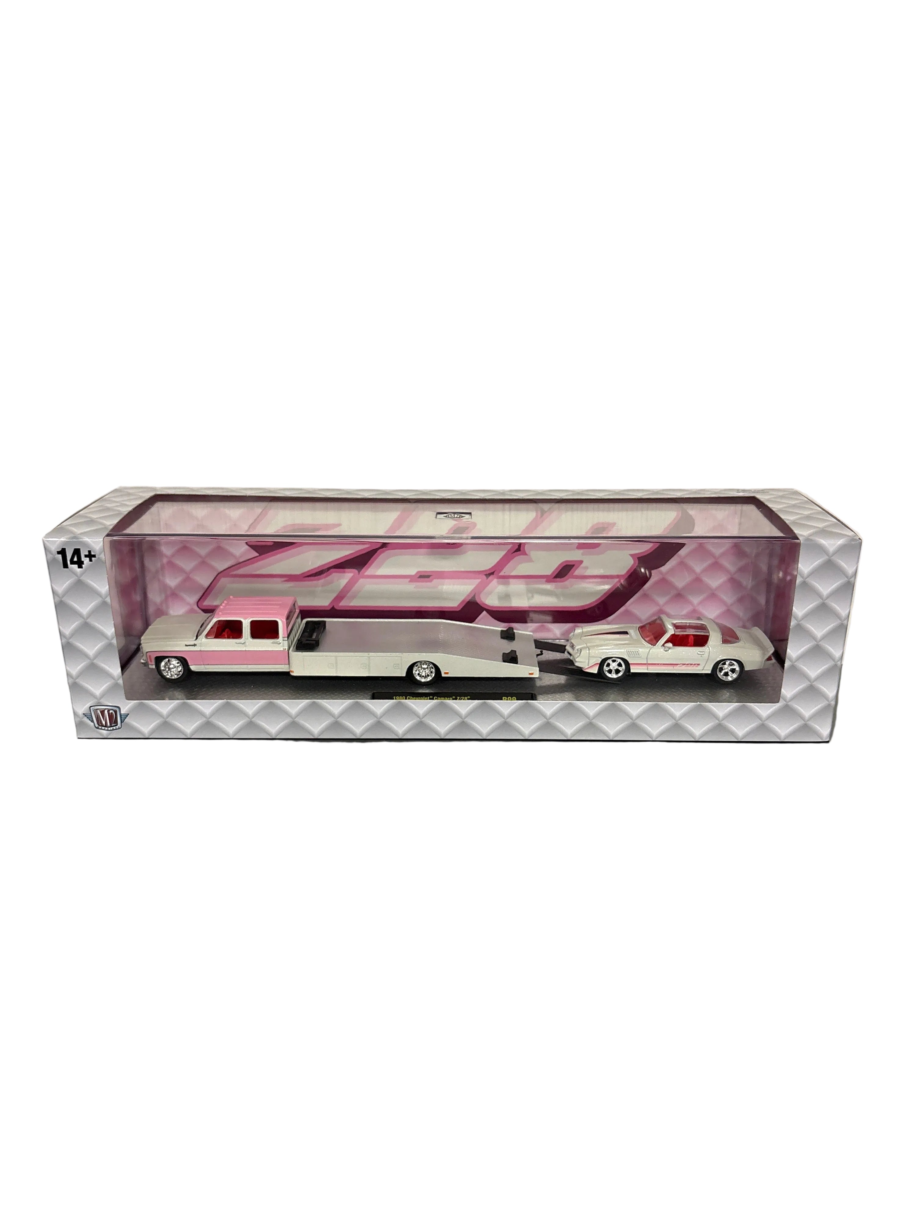 M2 1980 Chevrolet Camaro Z/28 1980 Chevrolet Ramp Truck-Lowered Diecast white