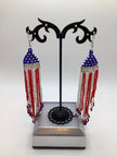 Beaded American flag earrings