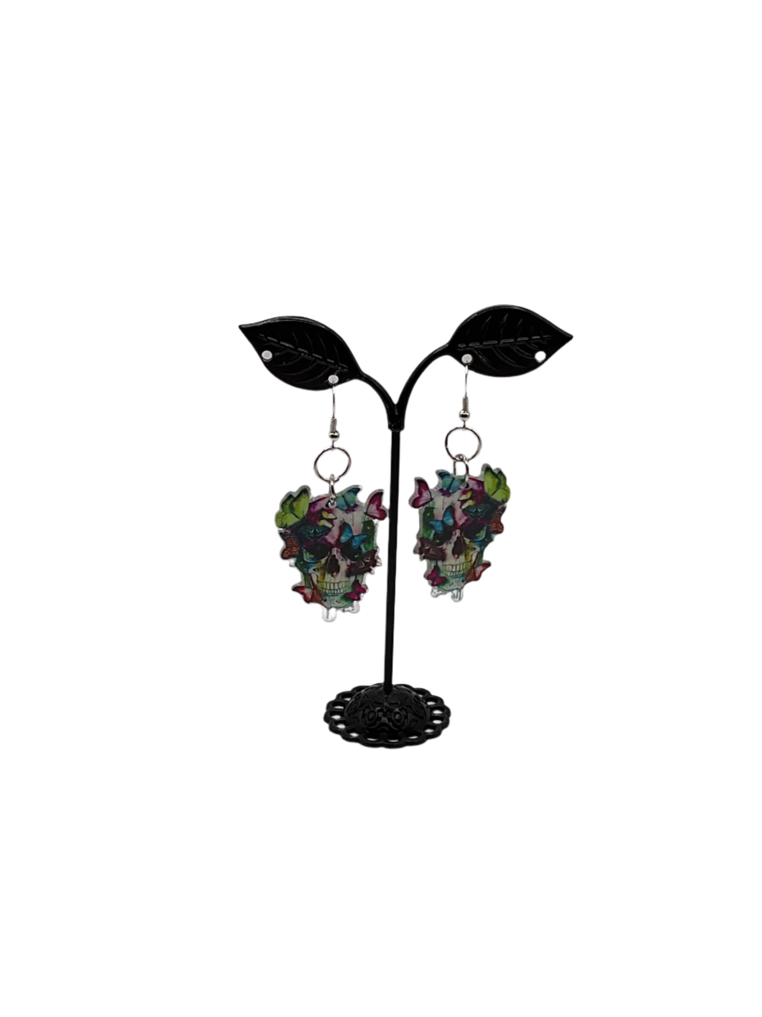Skull With Butterfly Earrings