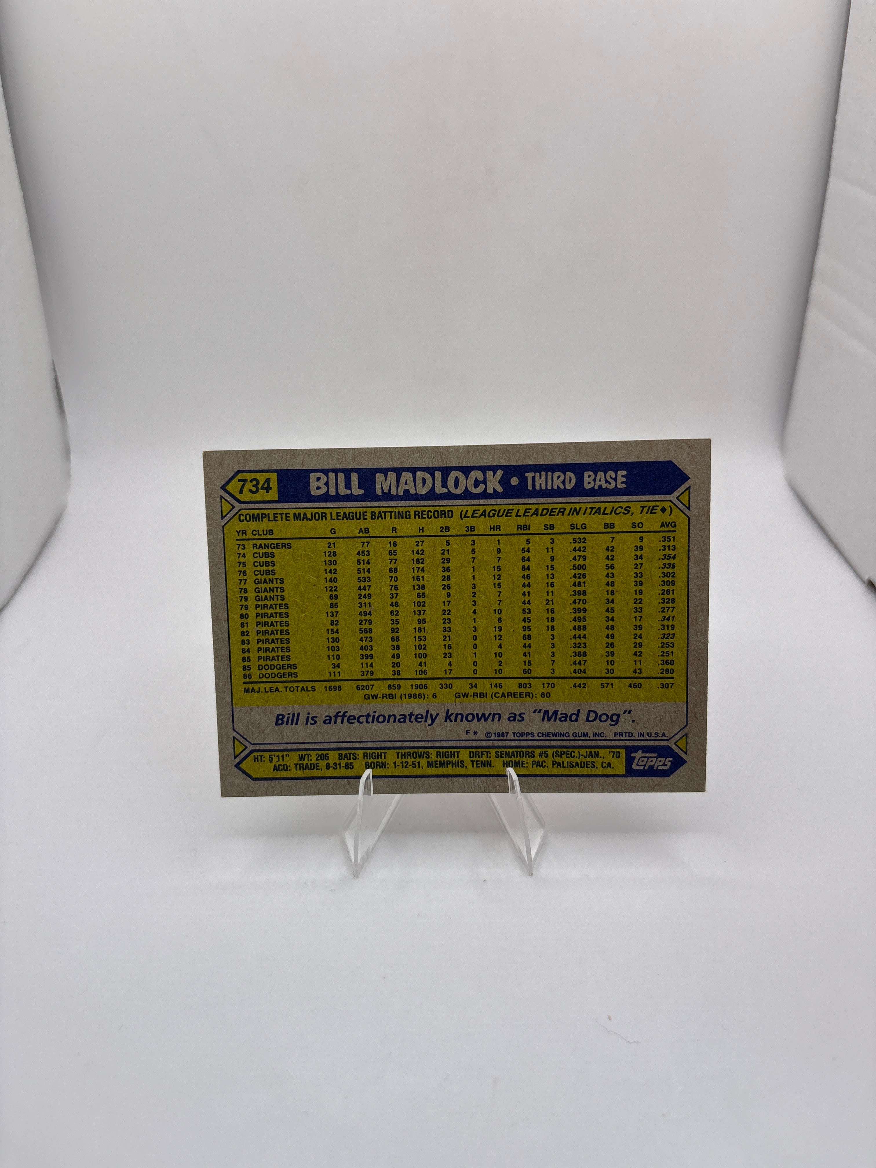 Topps Bill Madlock