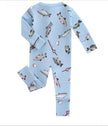 PoshTOT Blue Fish Bamboo Baby Convertible Zippy Romper