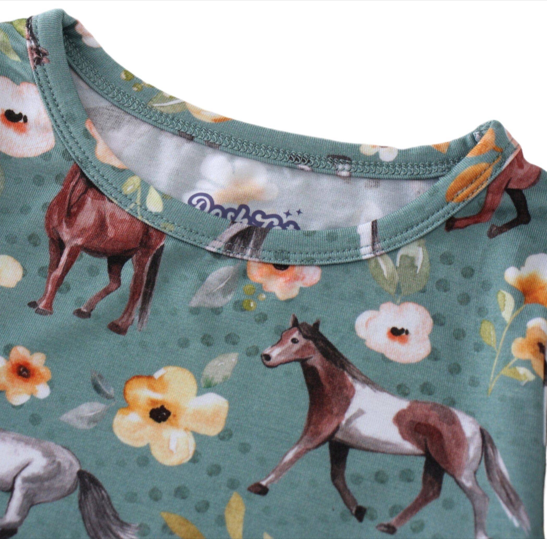 PoshTOT Floral Horse 2 Piece PJ Set