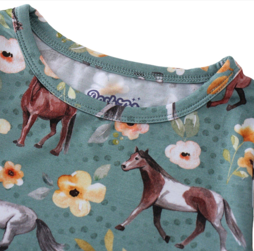 PoshTOT Floral Horse 2 Piece PJ Set