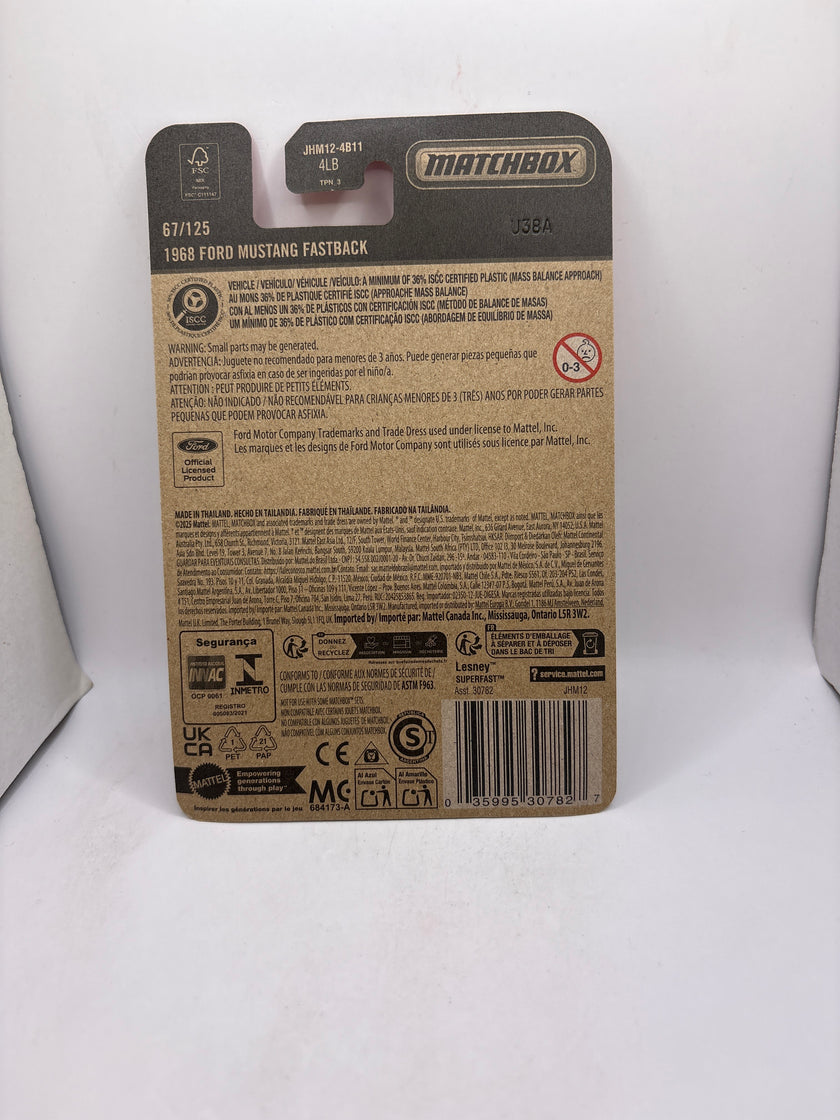 Matchbox 1968 Ford Mustang Fastback Diecast