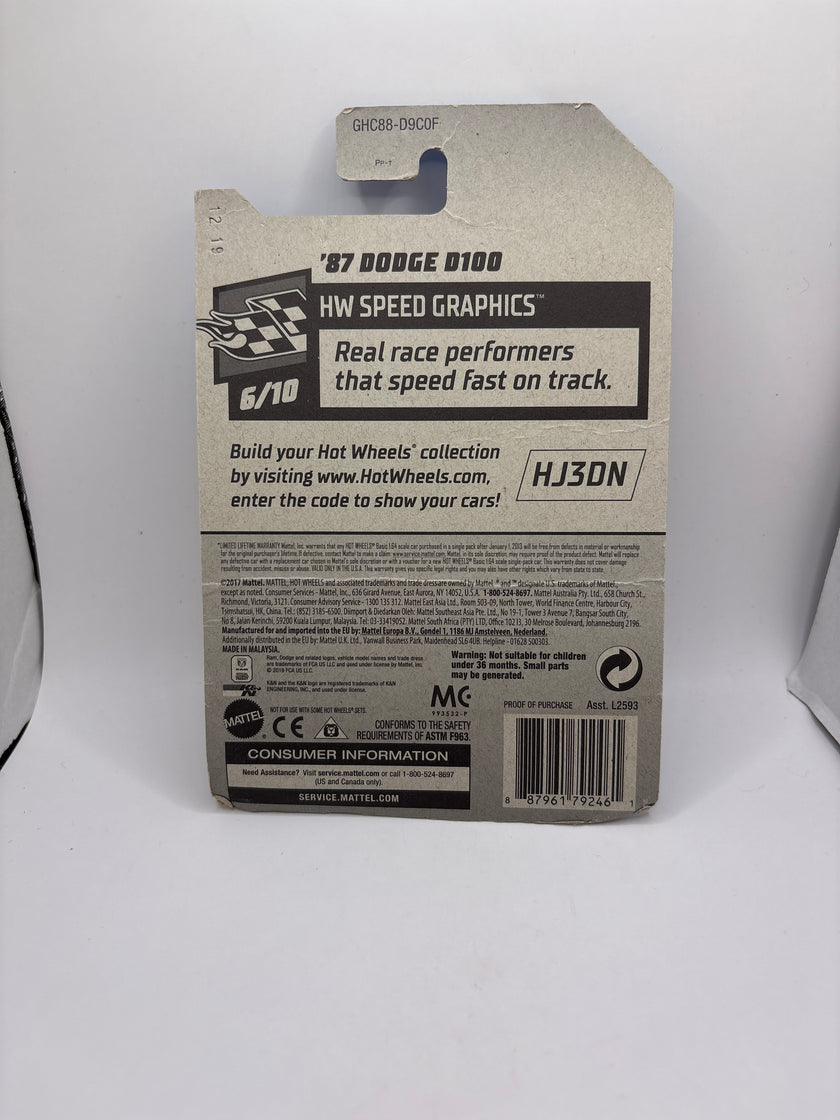 Hot Wheels 87 Dodge D100 Diecast