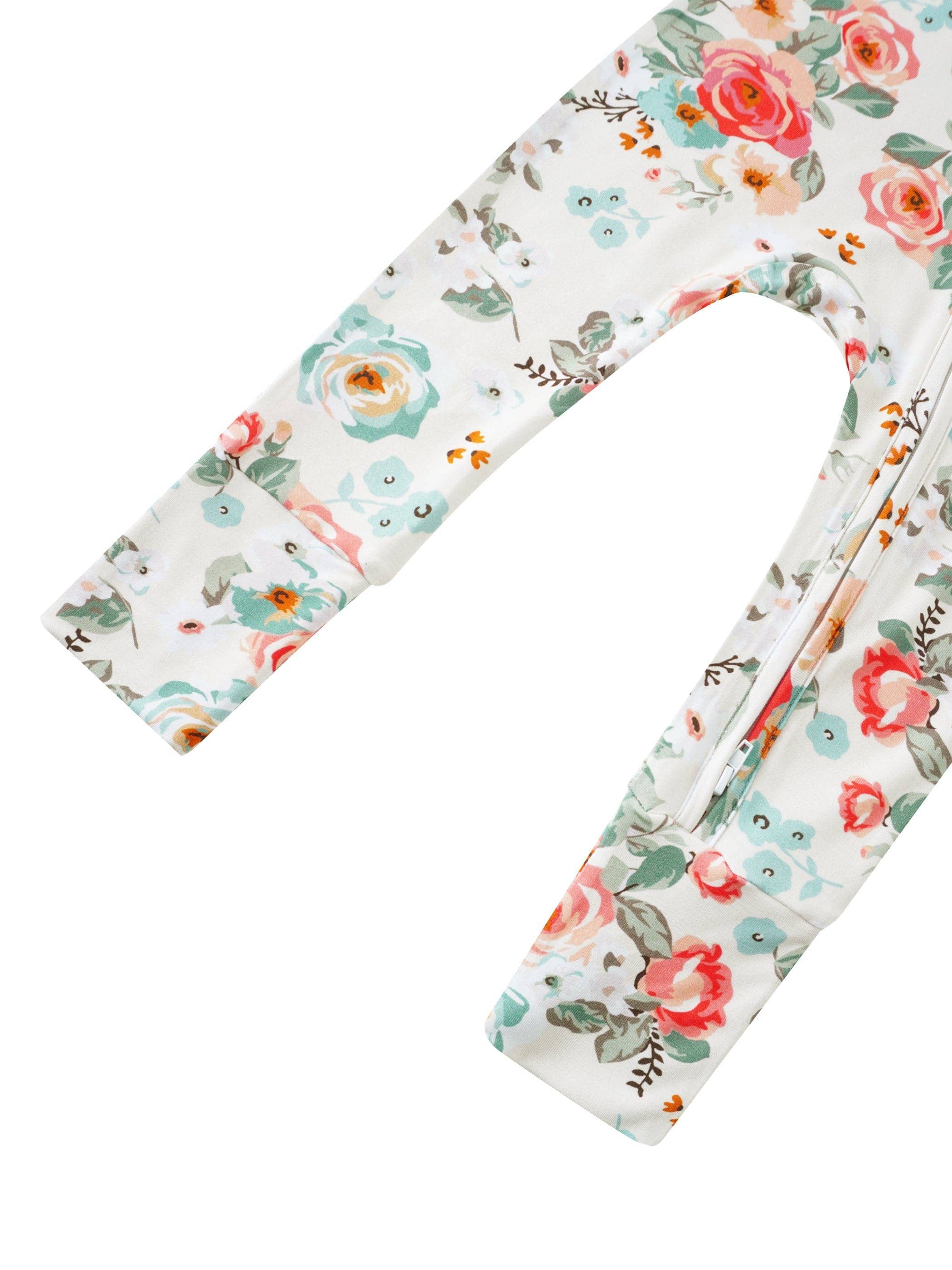 PoshTOT Retro Small Flowers Bamboo Baby Convertible Zippy Romper