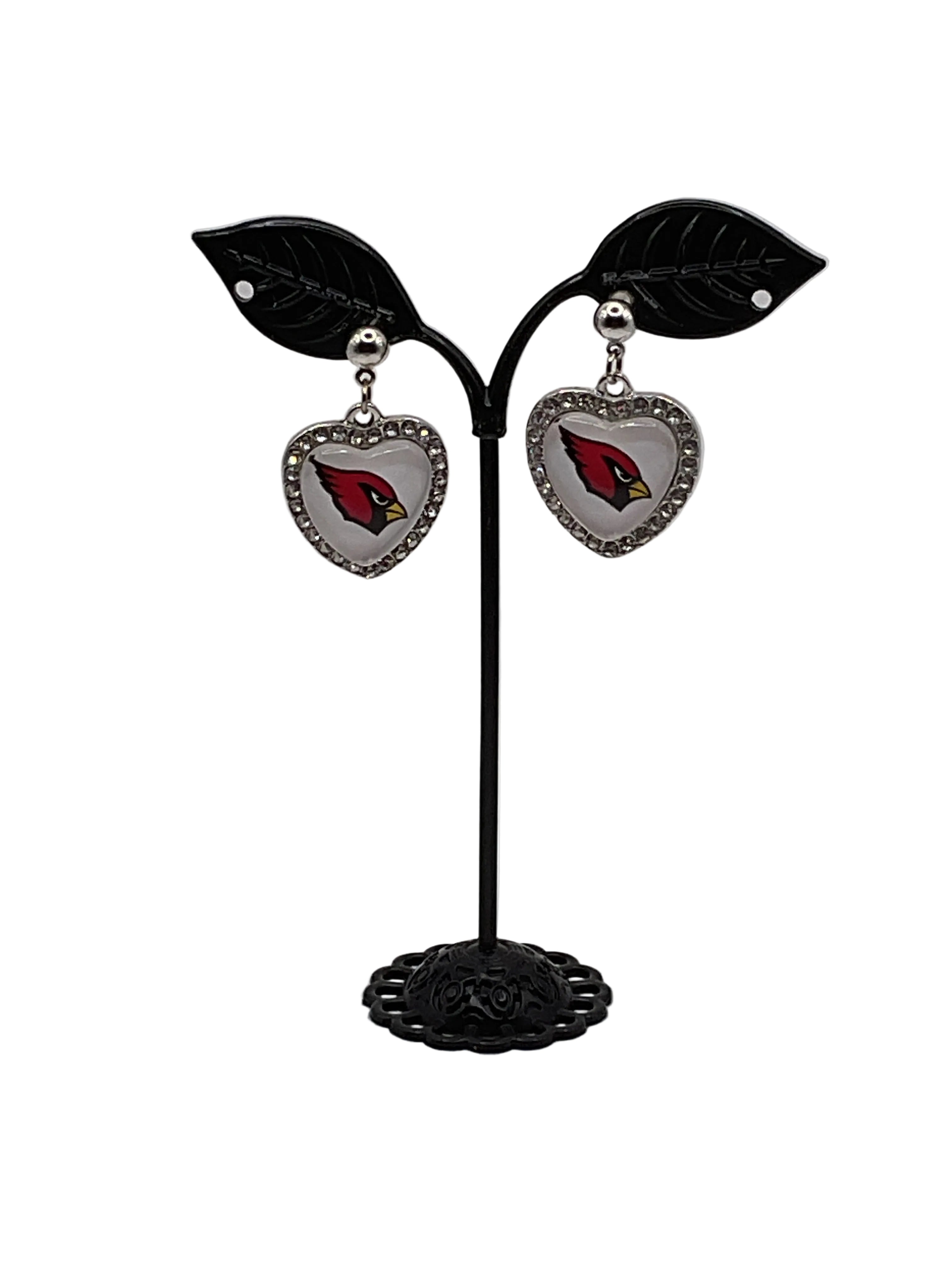 Football Heart And Crystal Earrings