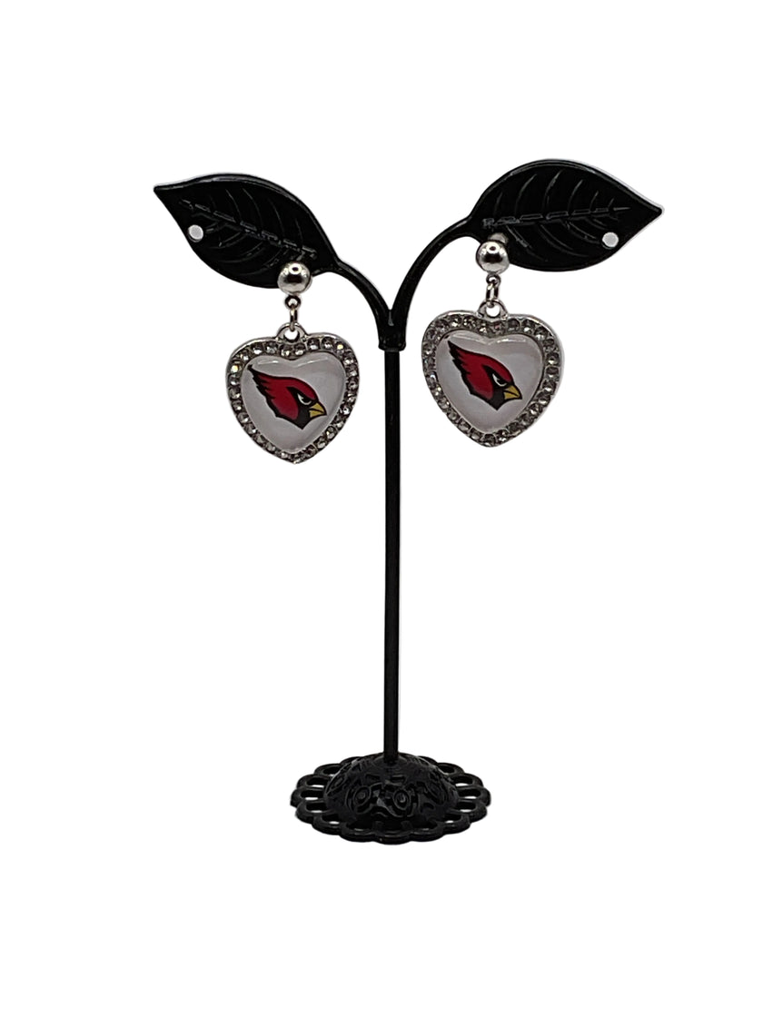 Football Heart And Crystal Earrings