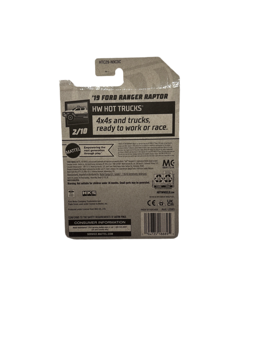 Hot Wheels 19 Ford Ranger Raptor Diecast