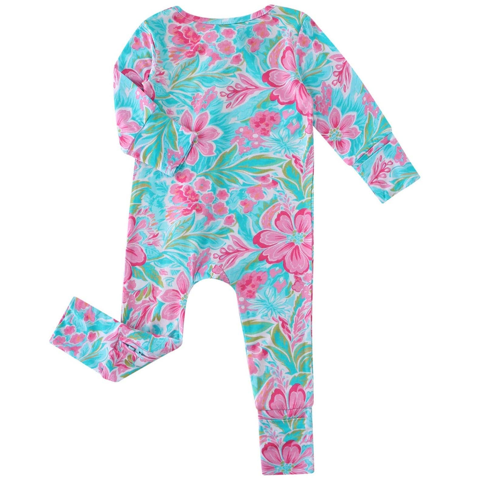 PoshTOT Summer Floral Bamboo Baby Convertible Zippy Romper