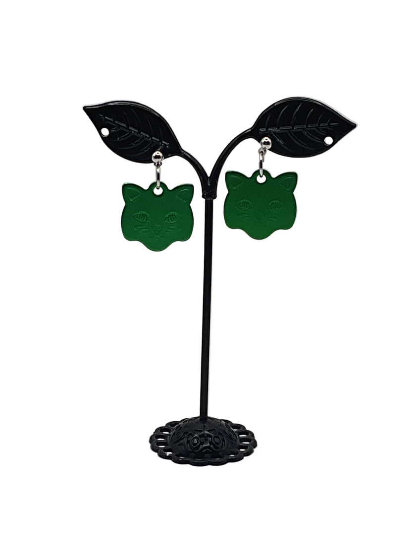 Cat Head Tag Earrings