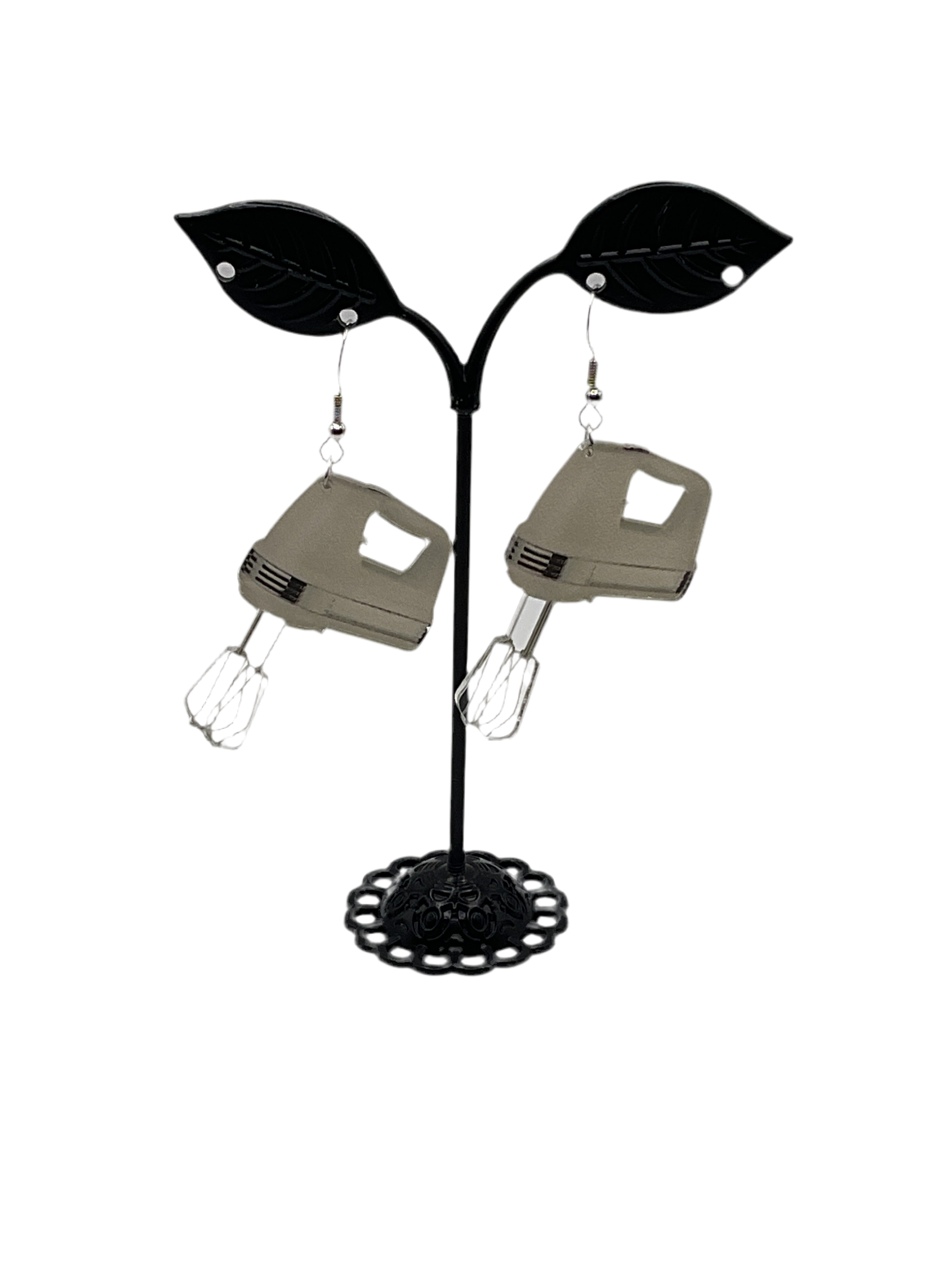 White mixer earrings