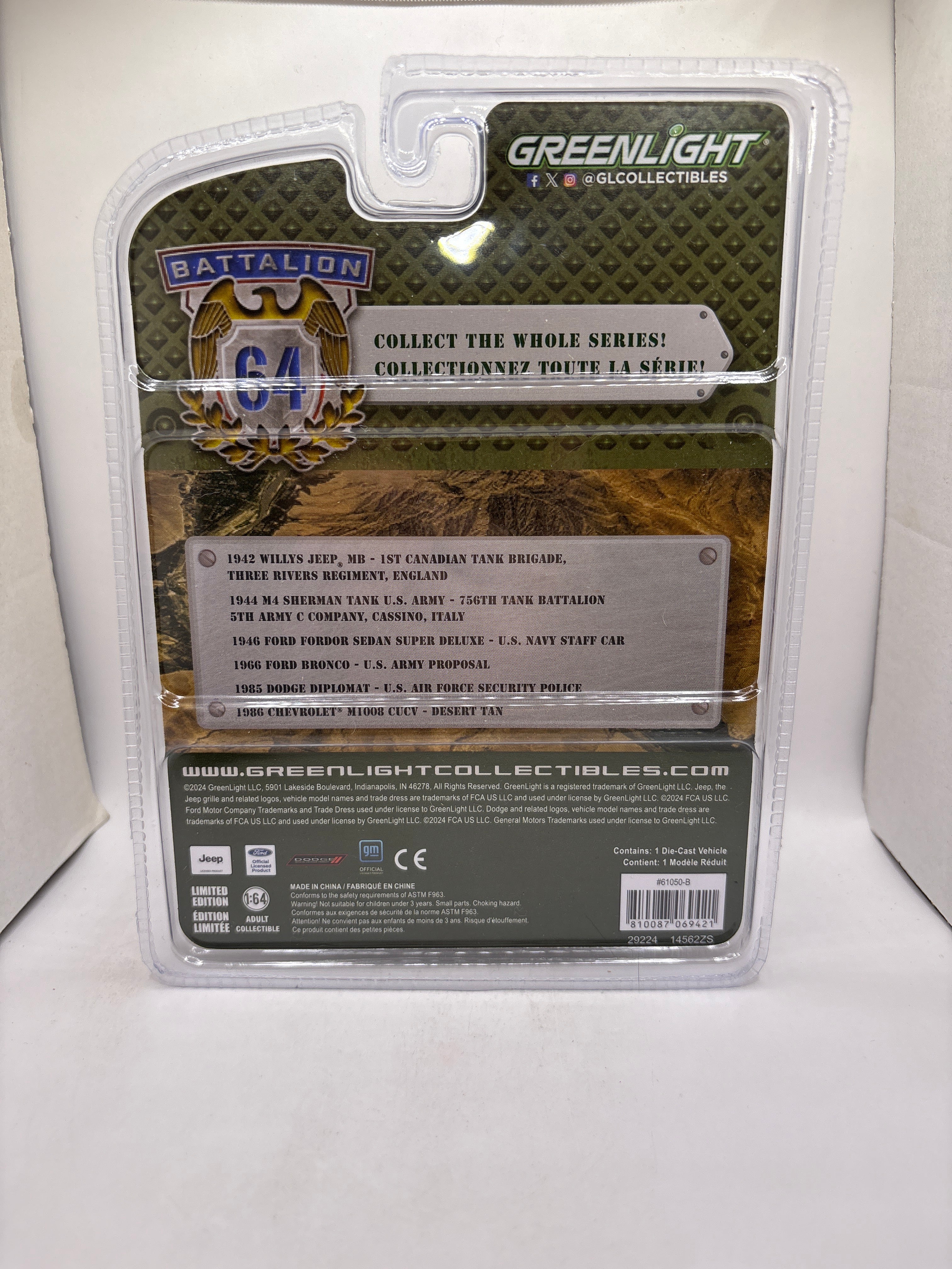 Greenlight 1944 M4 Sherman Tank U.S. Army 756th Battalion 5th Army C Company, Cassino, Italy Diecast