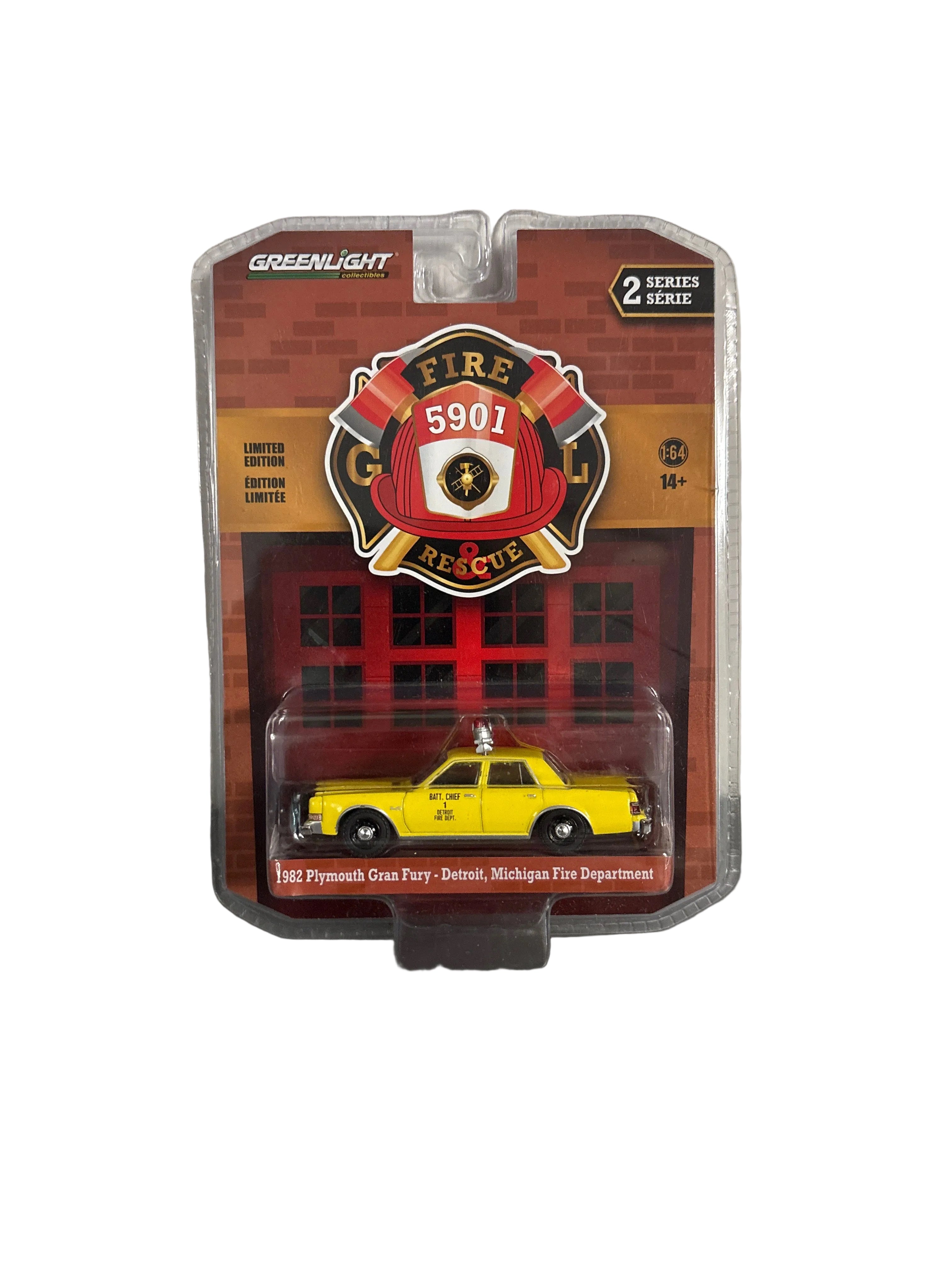 Greenlight 1982 Plymouth Gran Fury-Detroit, Michigan Fire Department Diecast