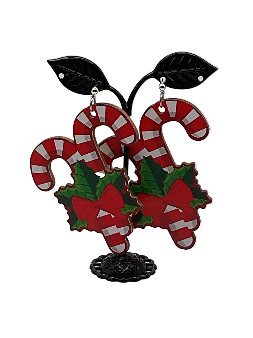 Large Wooden Christmas Earrings