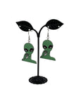 Green alien earrings