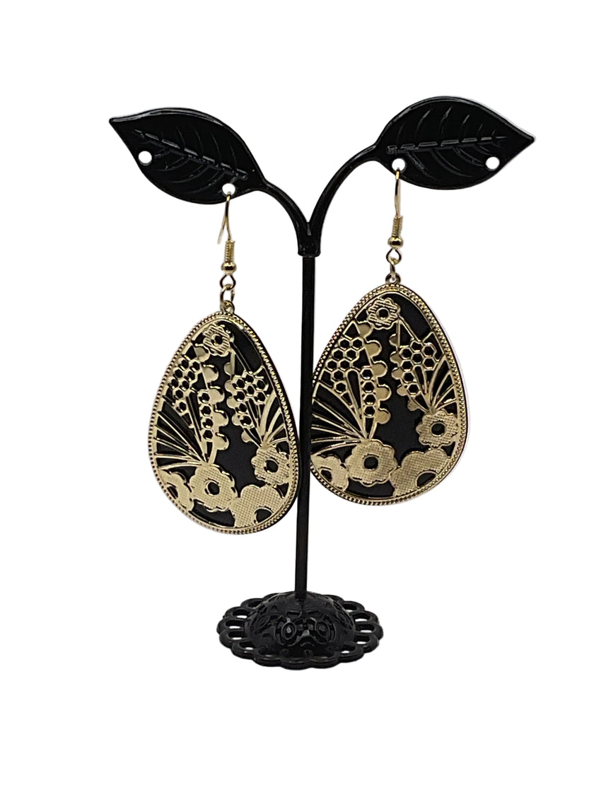 Black and Gold Layered Earrings