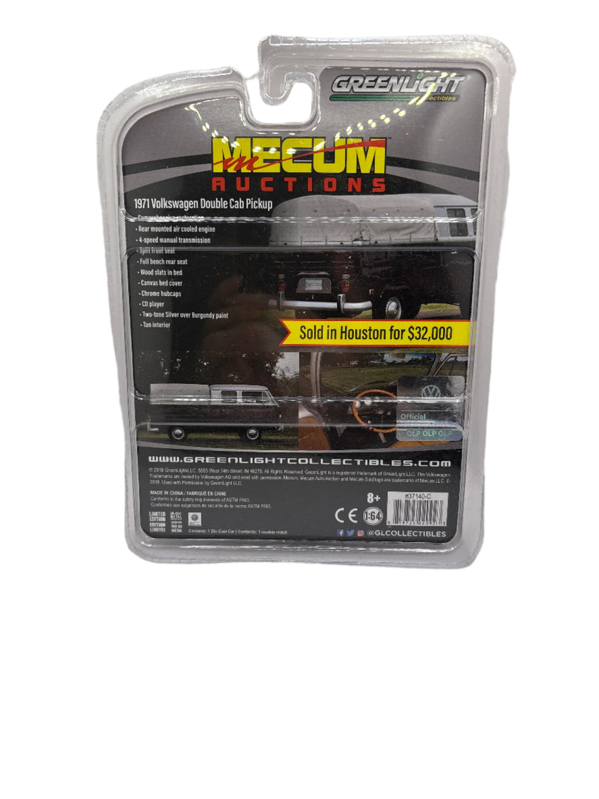 Greenlight 1971 Volkswagen Double Cab Pickup Diecast