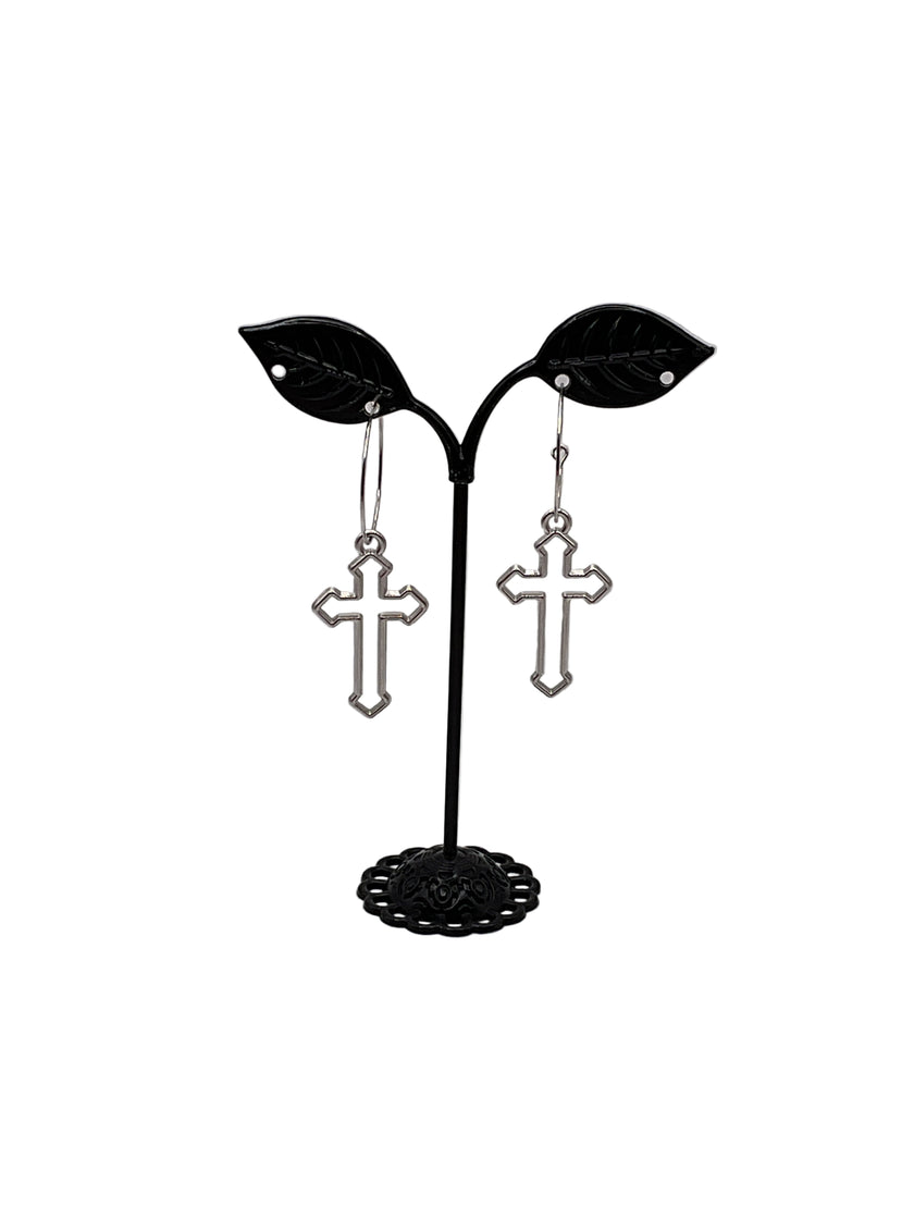 Silver cross earrings