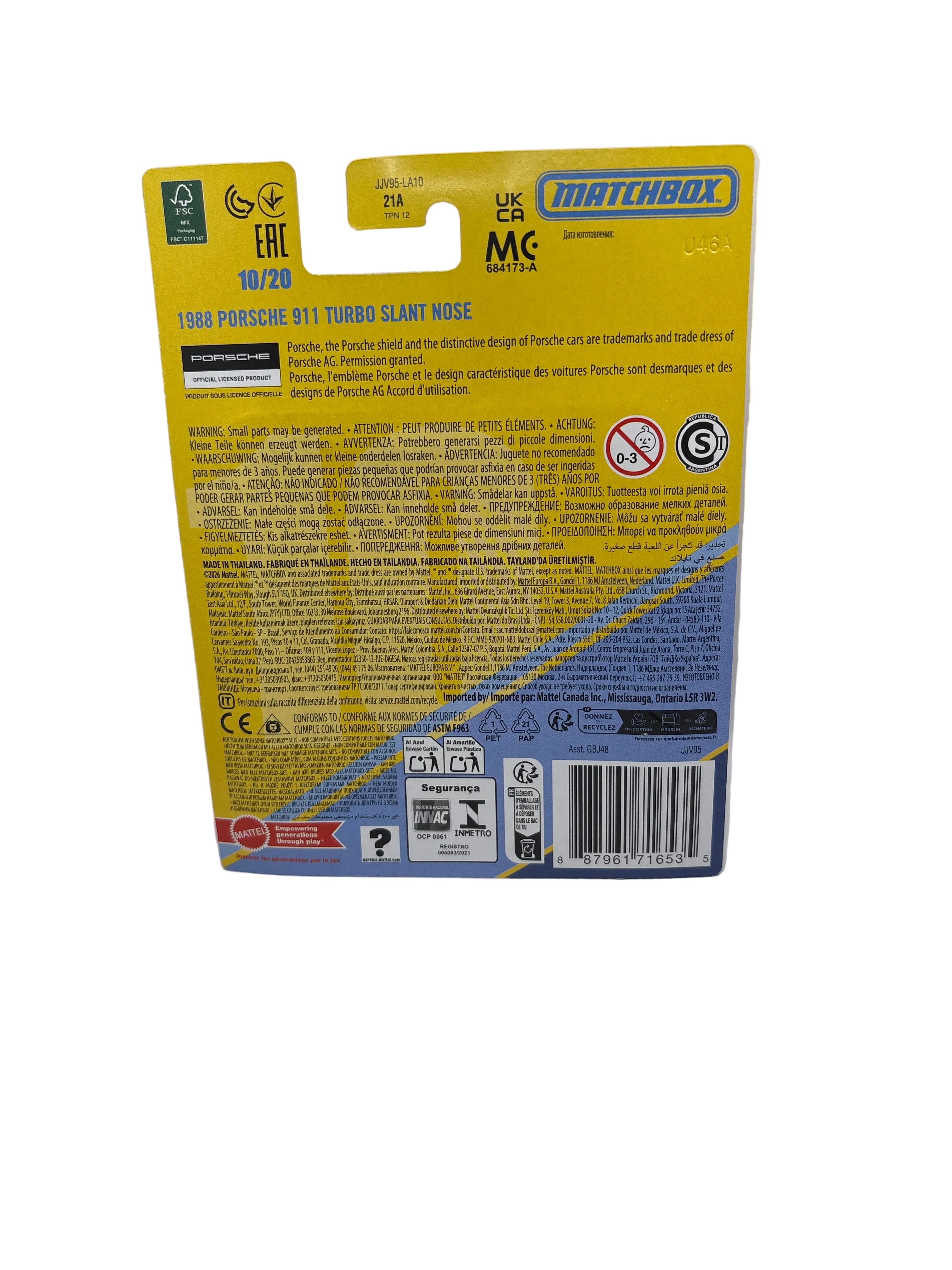 Matchbox 1988 Porsche 911 Turbo Slant Nose Diecast