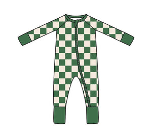 Green Checkered Footies