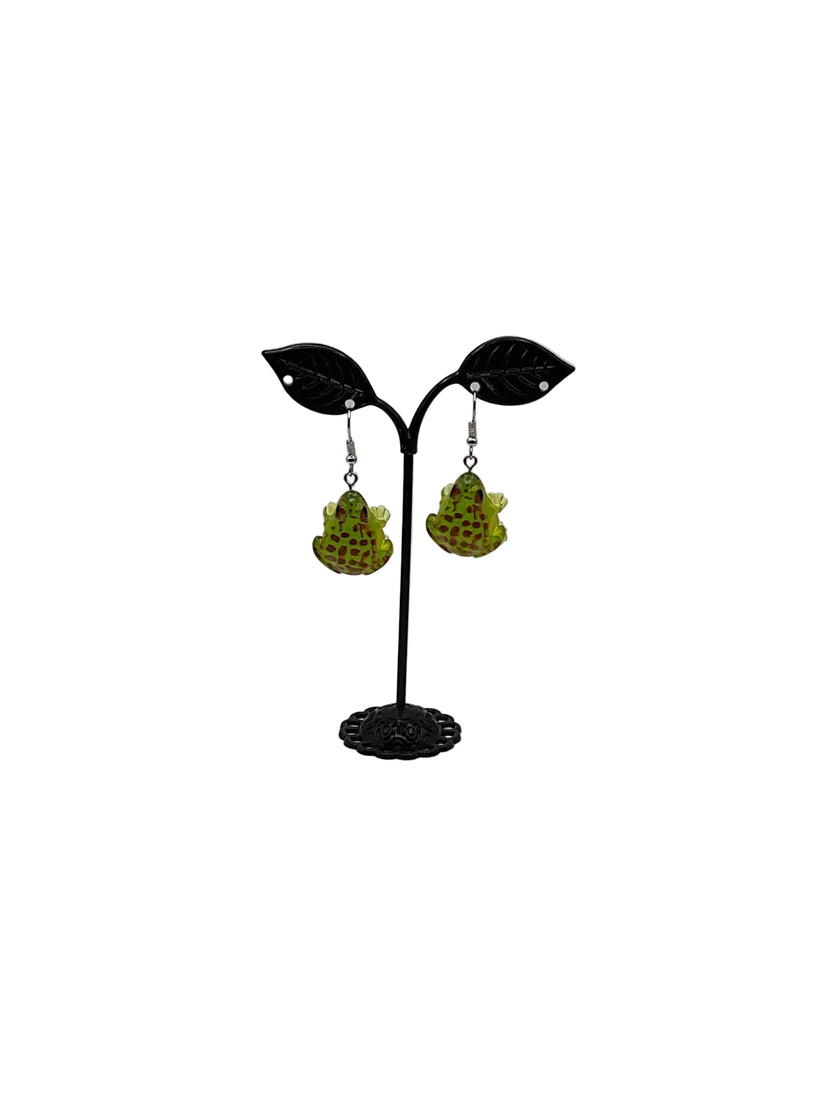 Green Frog Earrings
