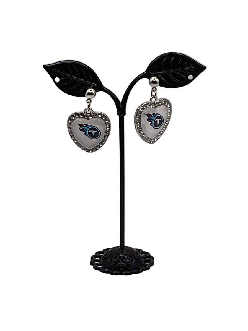 Football Heart And Crystal Earrings