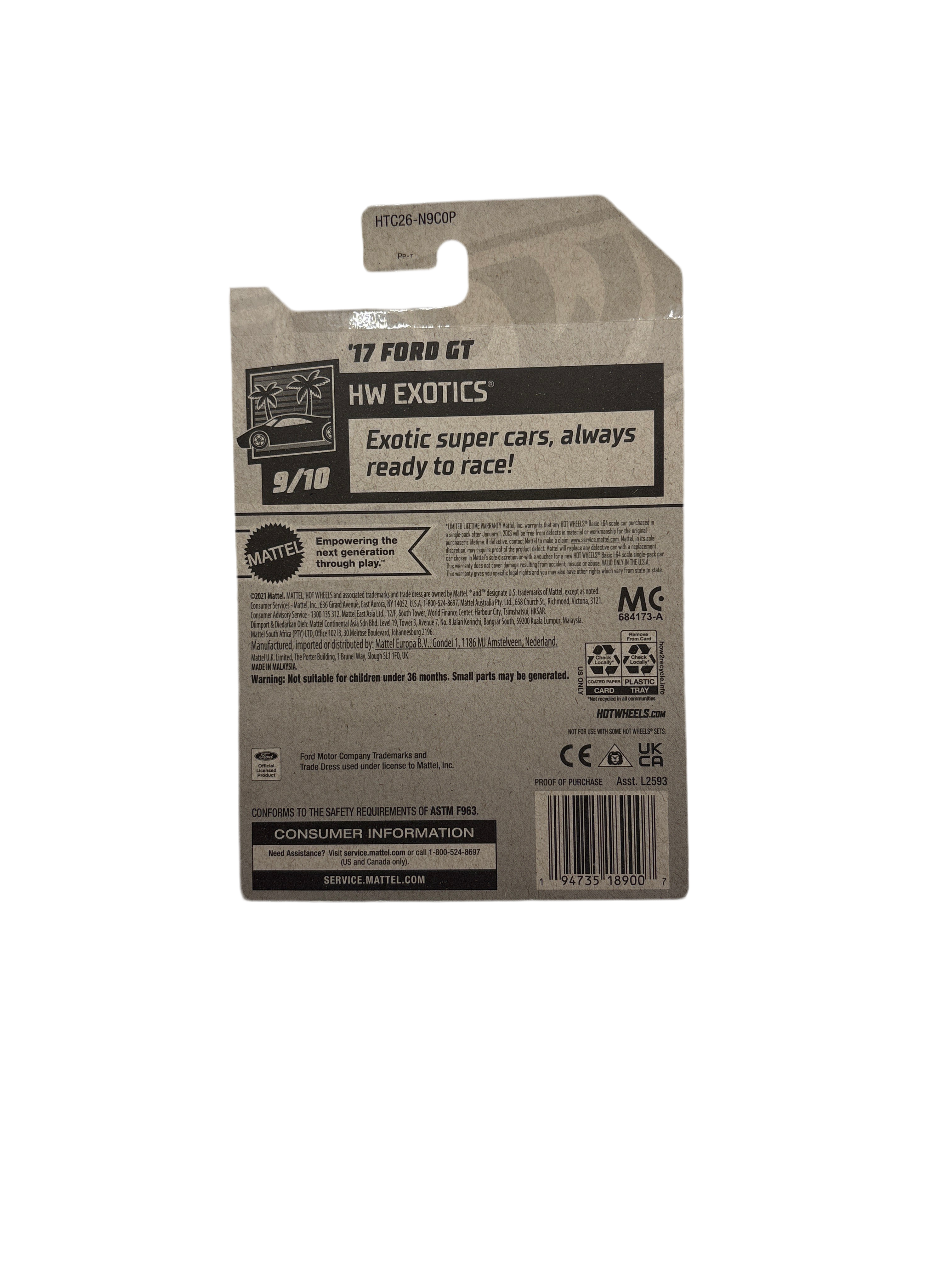 Hot Wheels 17 Ford GT Diecast