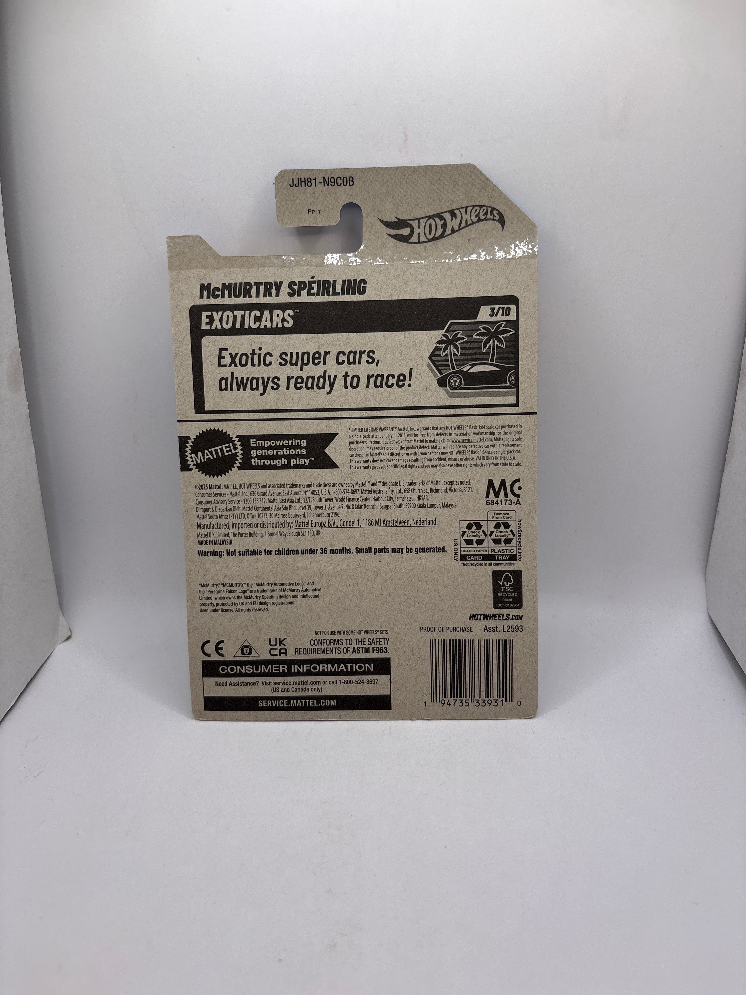 Hot Wheels McMurtry Speirling Diecast blue