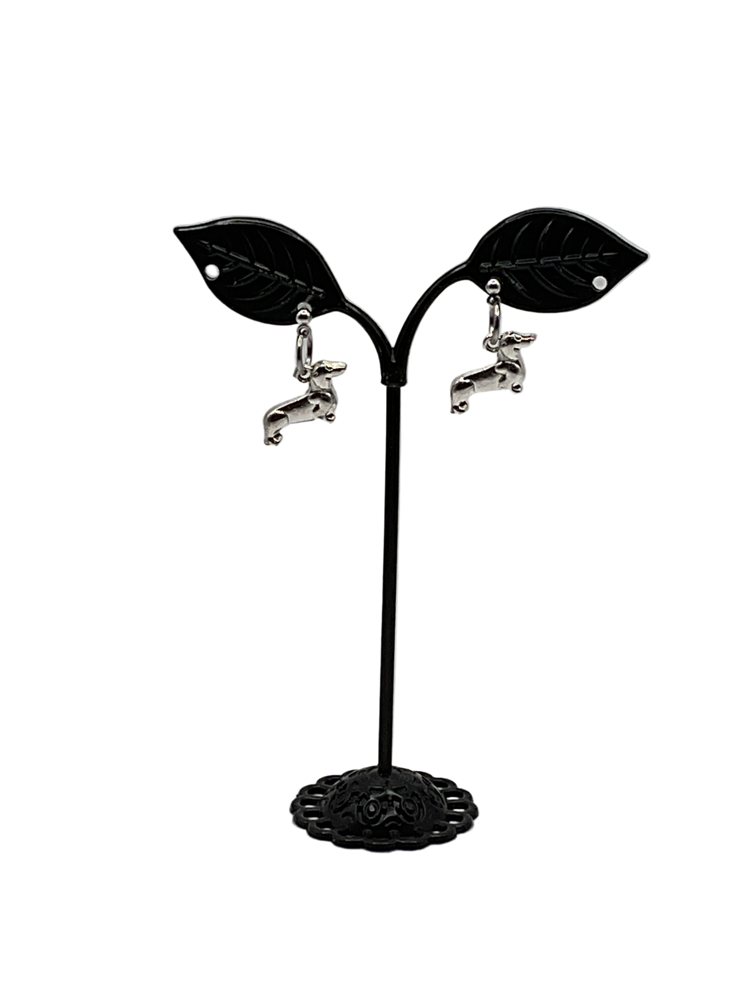 Silver Dachshund Earrings