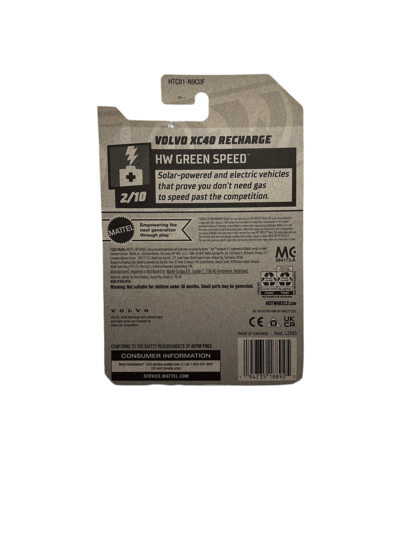 Hot Wheels Volvo XC40 Recharge Diecast white