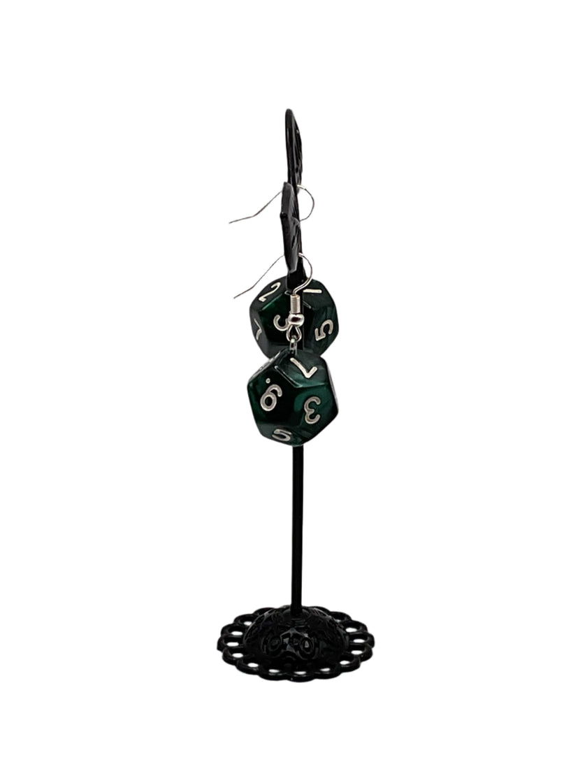D12 Green Dice Earrings