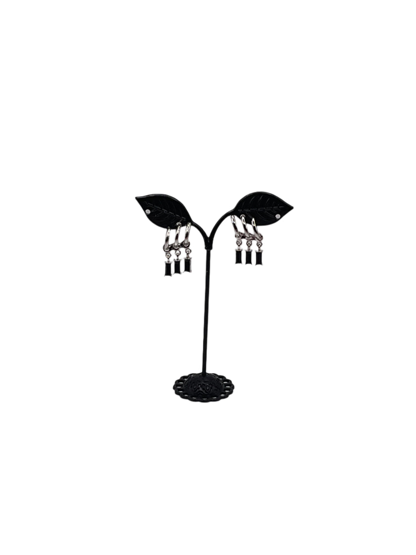 Black Dangling Gem Earrings