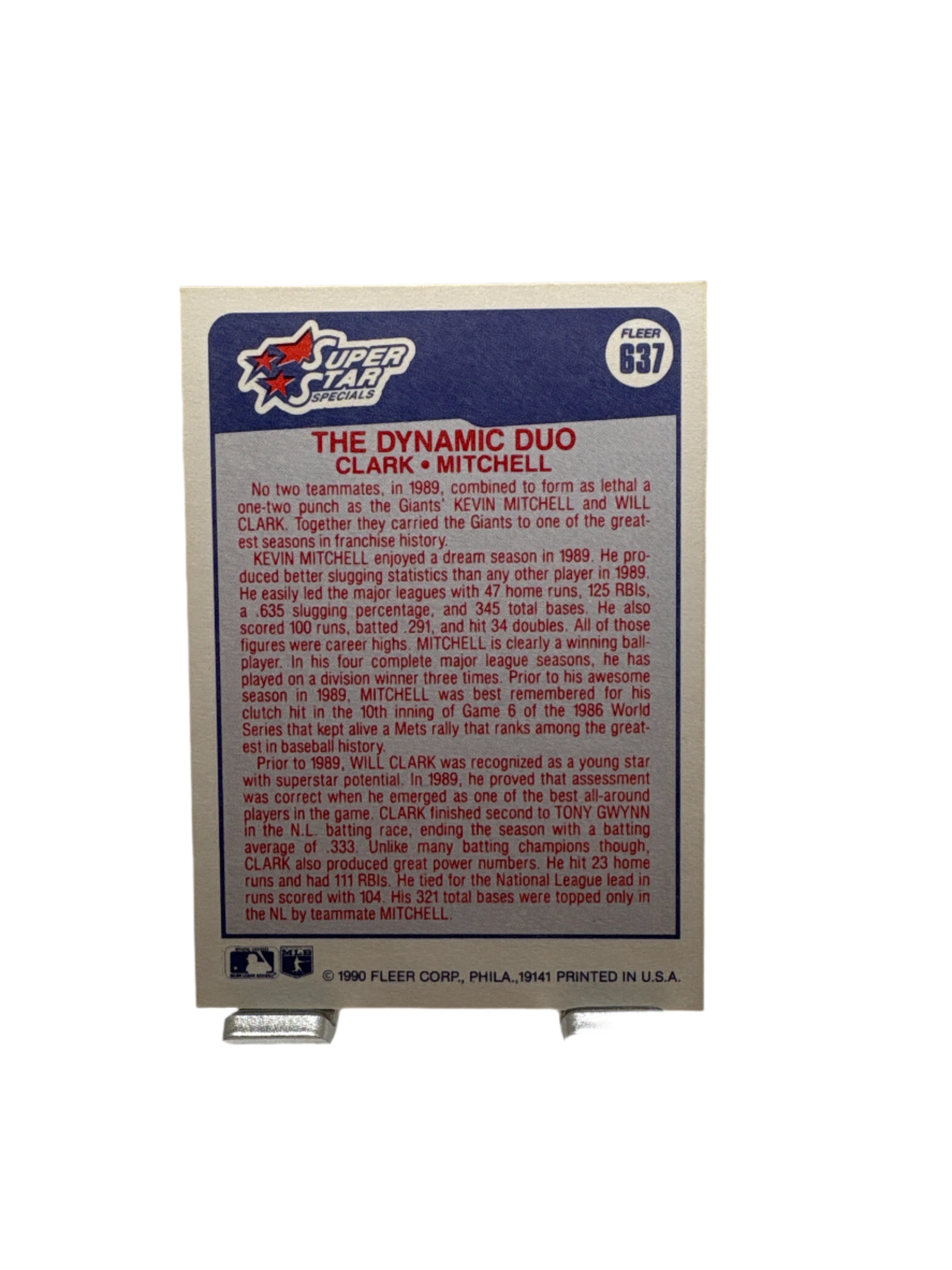 Fleer Will Clark Kevin Mitchell