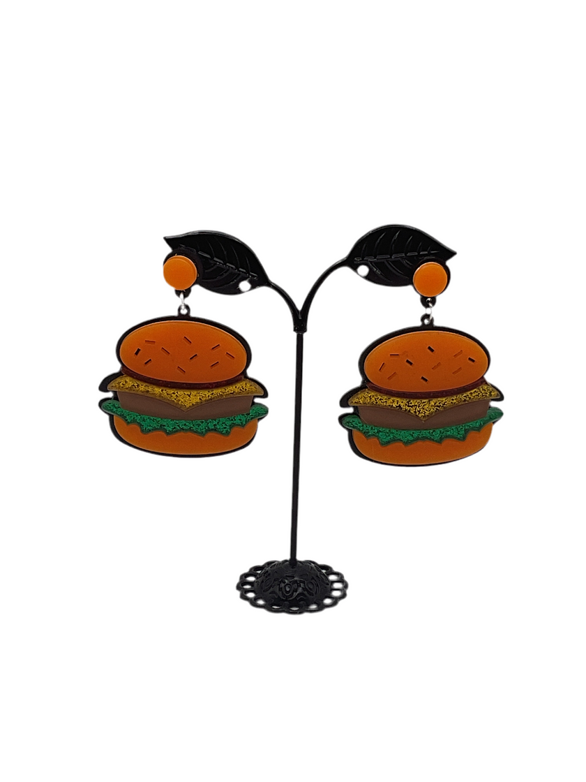 Cheese burger earrings