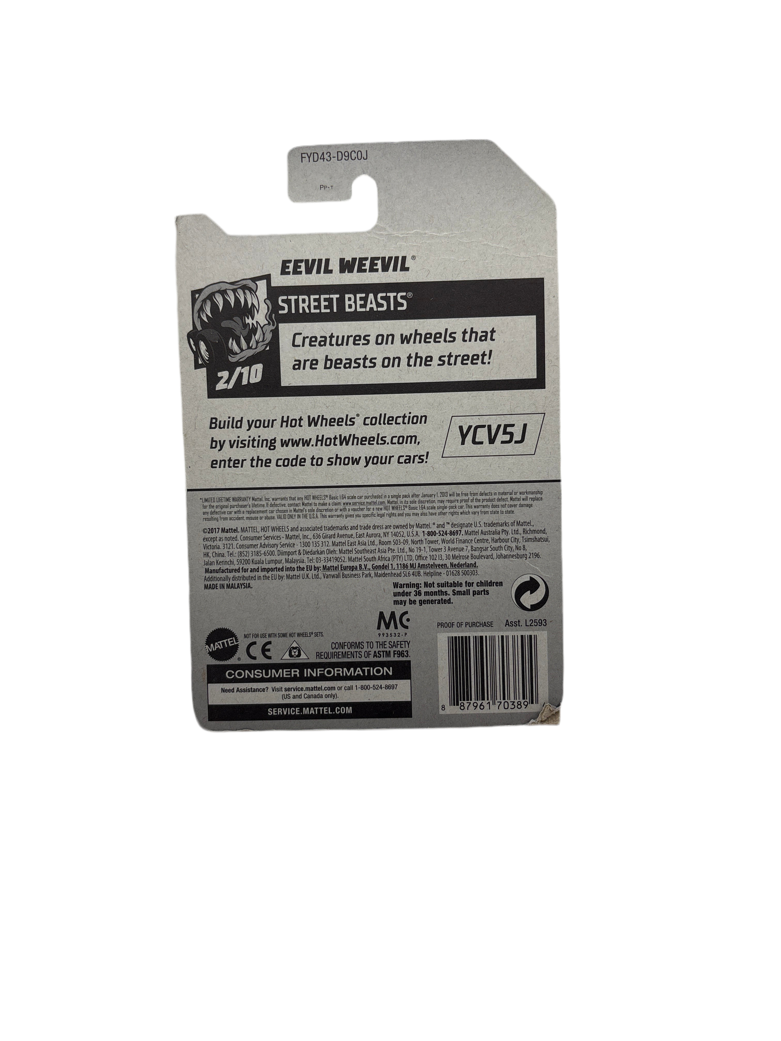 Hot Wheels Eevil Weevil Diecast yellow