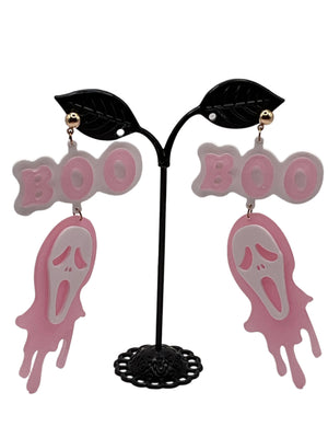 Pink scream boo earrings