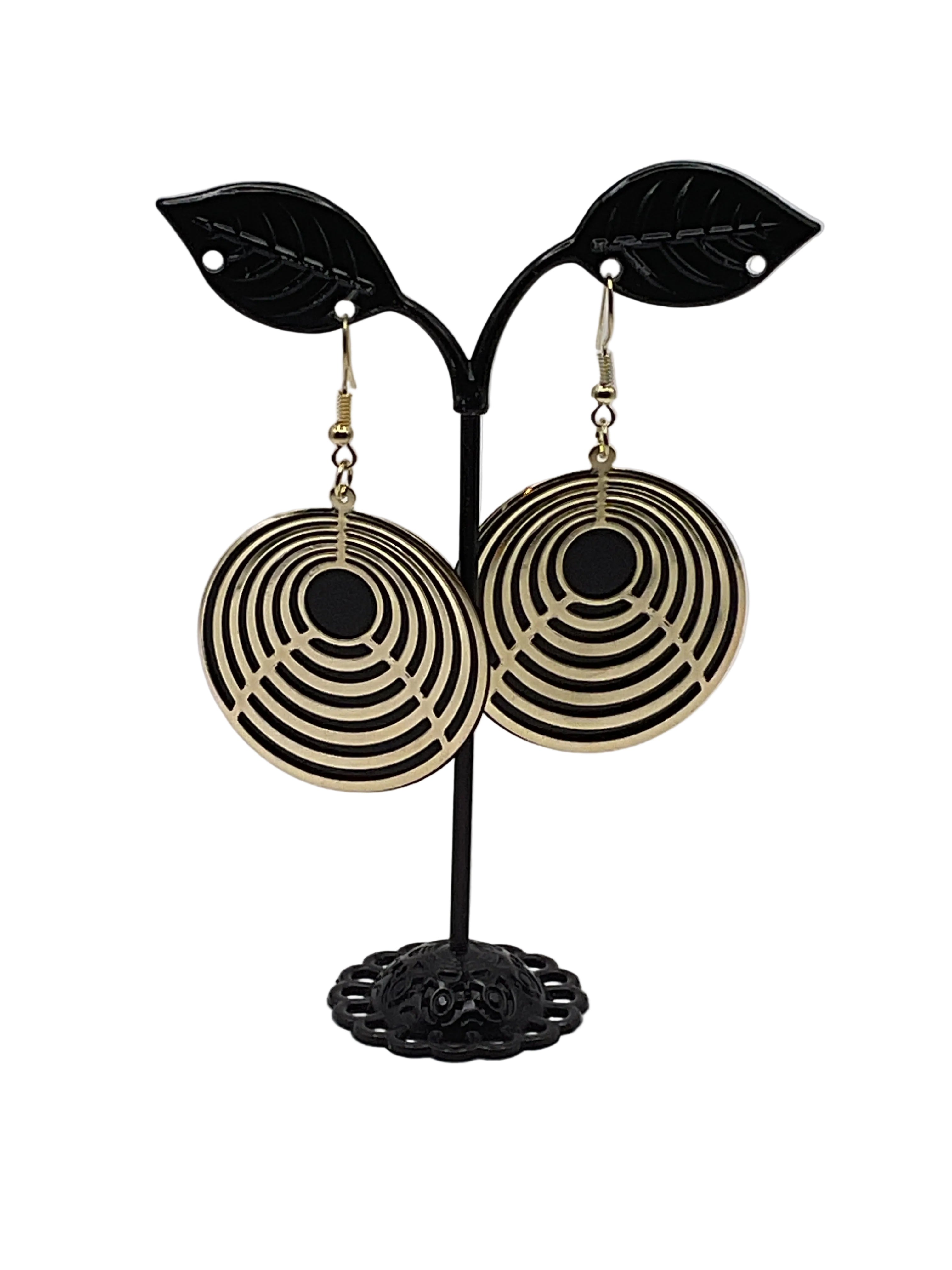 Black and Gold Layered Earrings