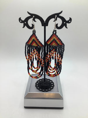 Black Red and Yellow Peruvian beaded earrings