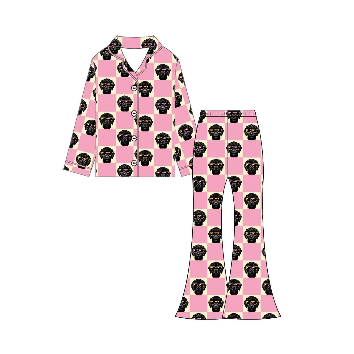 Checkered Doodles | Two-Piece Pajama Set