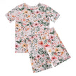 PoshTOT Pink Flower Print 2 Piece Short Sleeves PJ Set