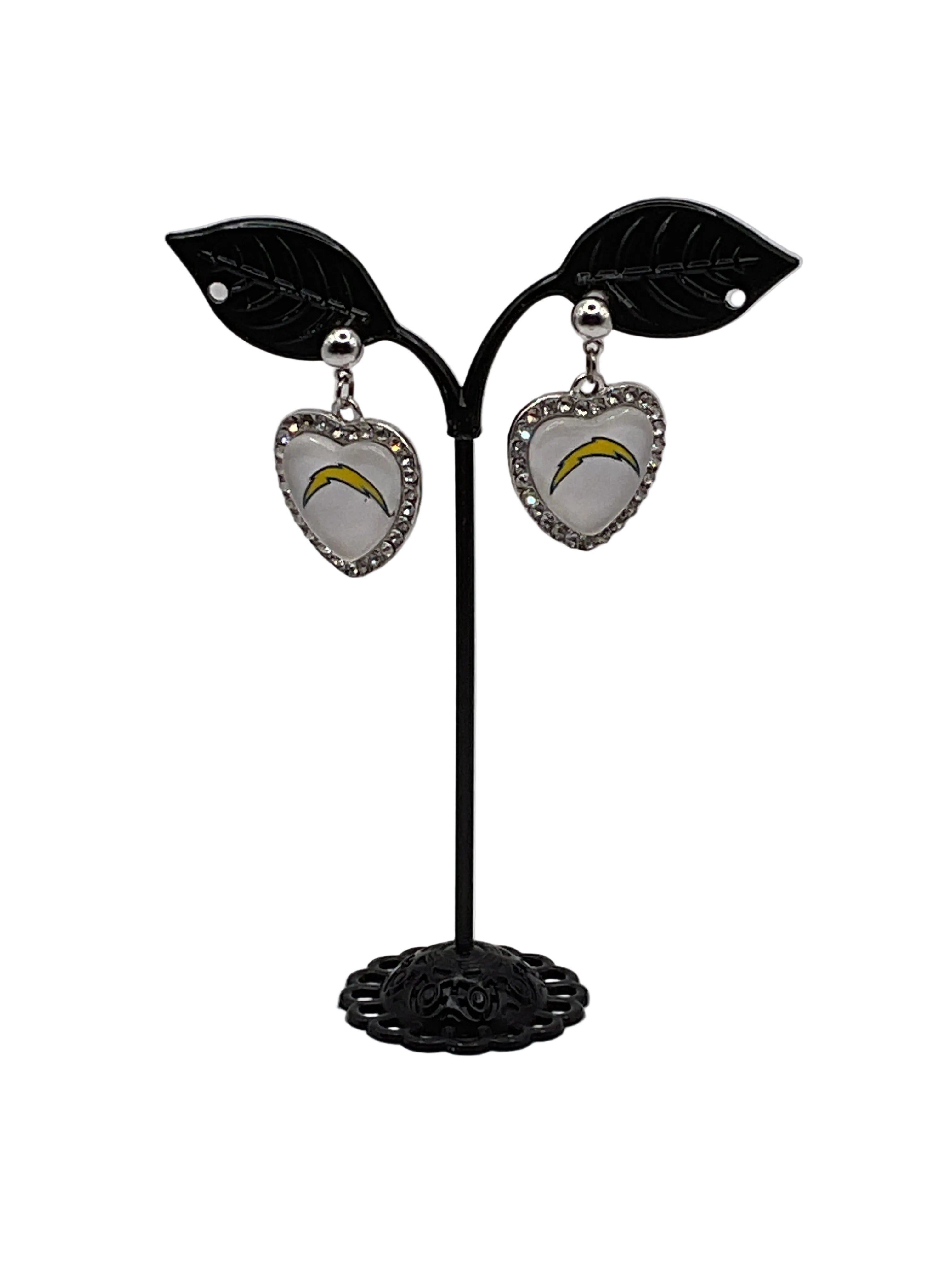 Football Heart And Crystal Earrings