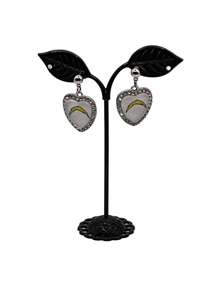 Football Heart And Crystal Earrings
