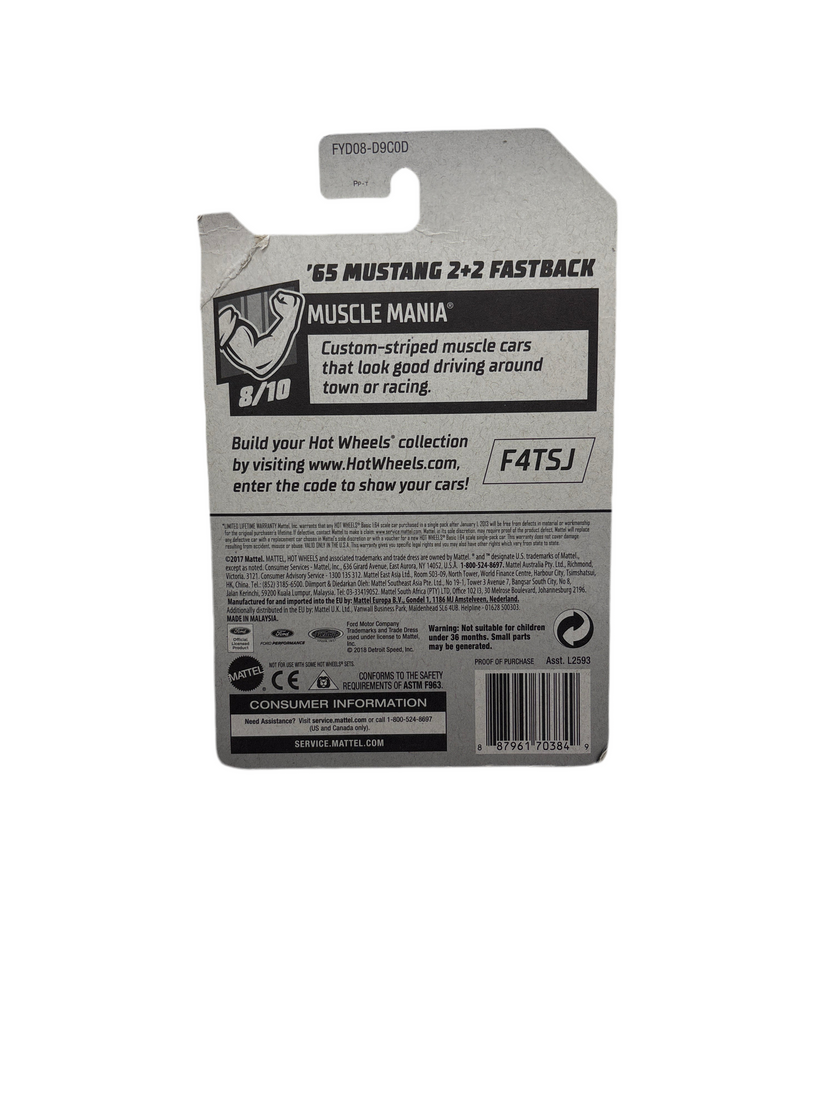 Hot Wheels 65 Mustang 2+2 Fastback Diecast white