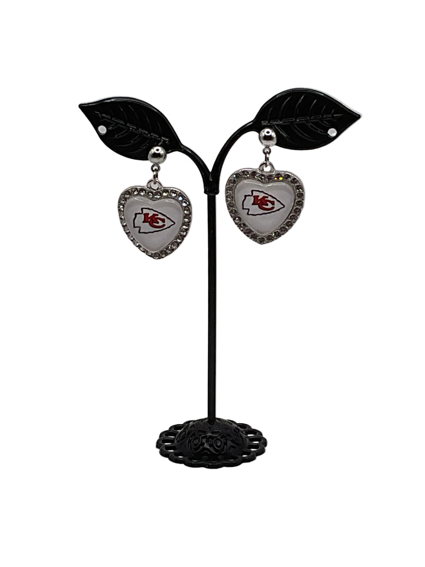Football Heart And Crystal Earrings