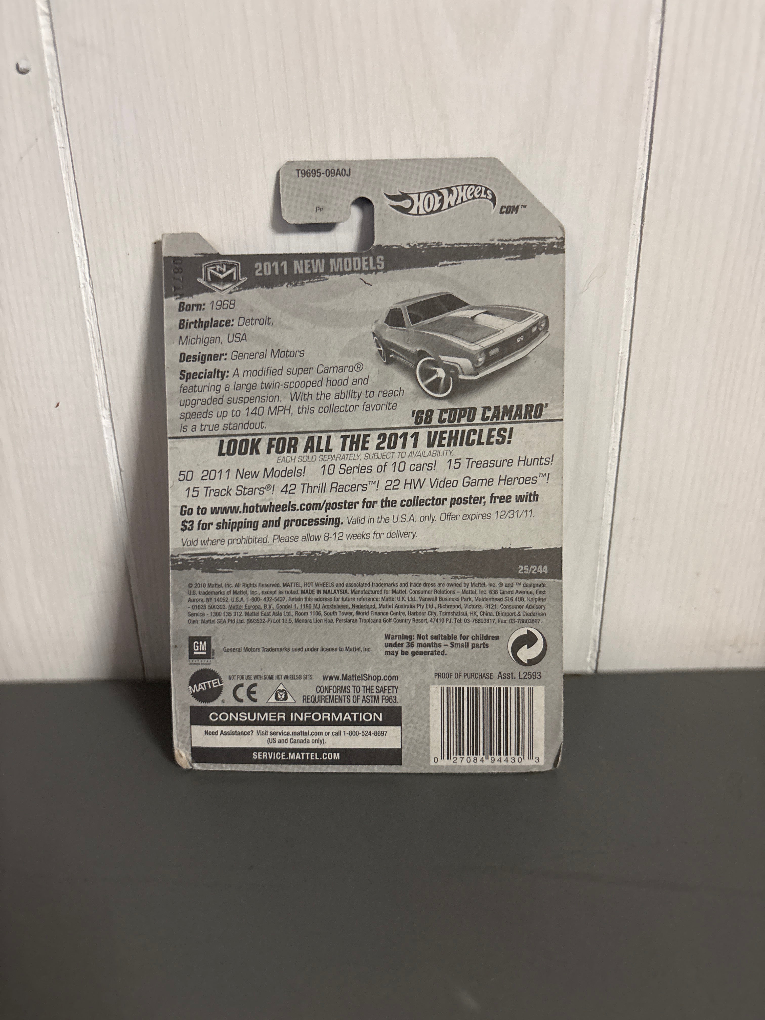 Hot Wheels 68 Copo Camaro Diecast blue